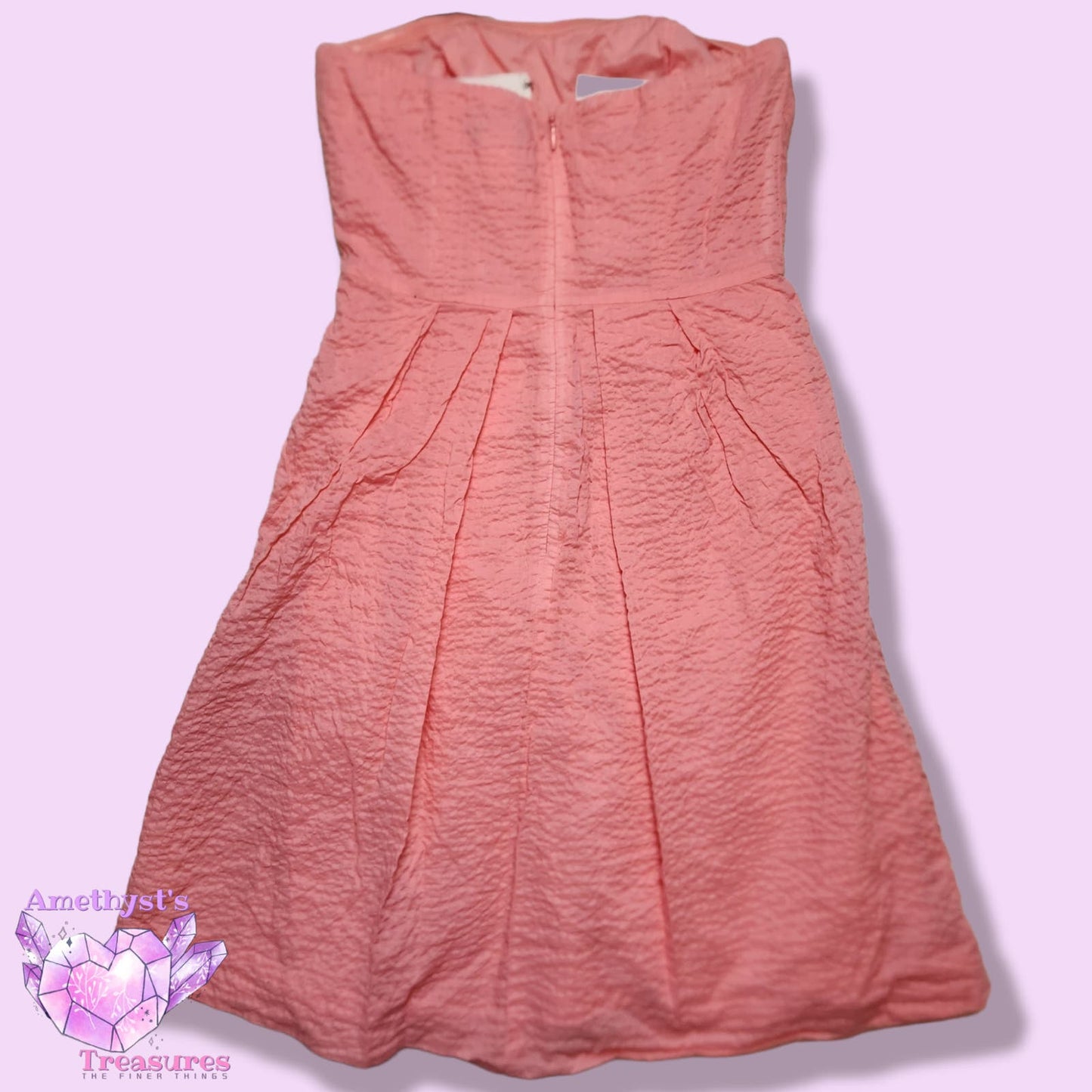 J. Crew women's Dress 0 XS Mini Strapless pink seersucker a-line pleated barbie