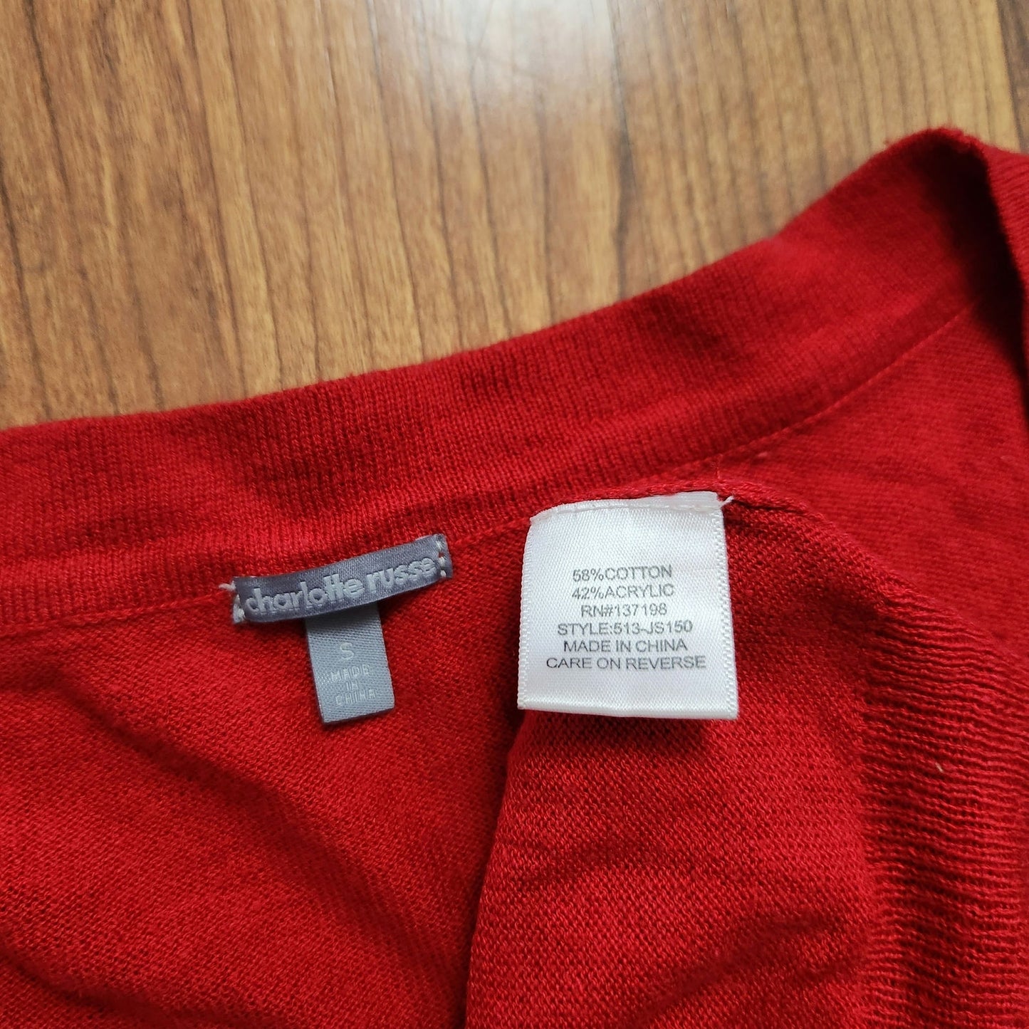 Charlotte Russe s woman's red cardigan sweater button down v-neck