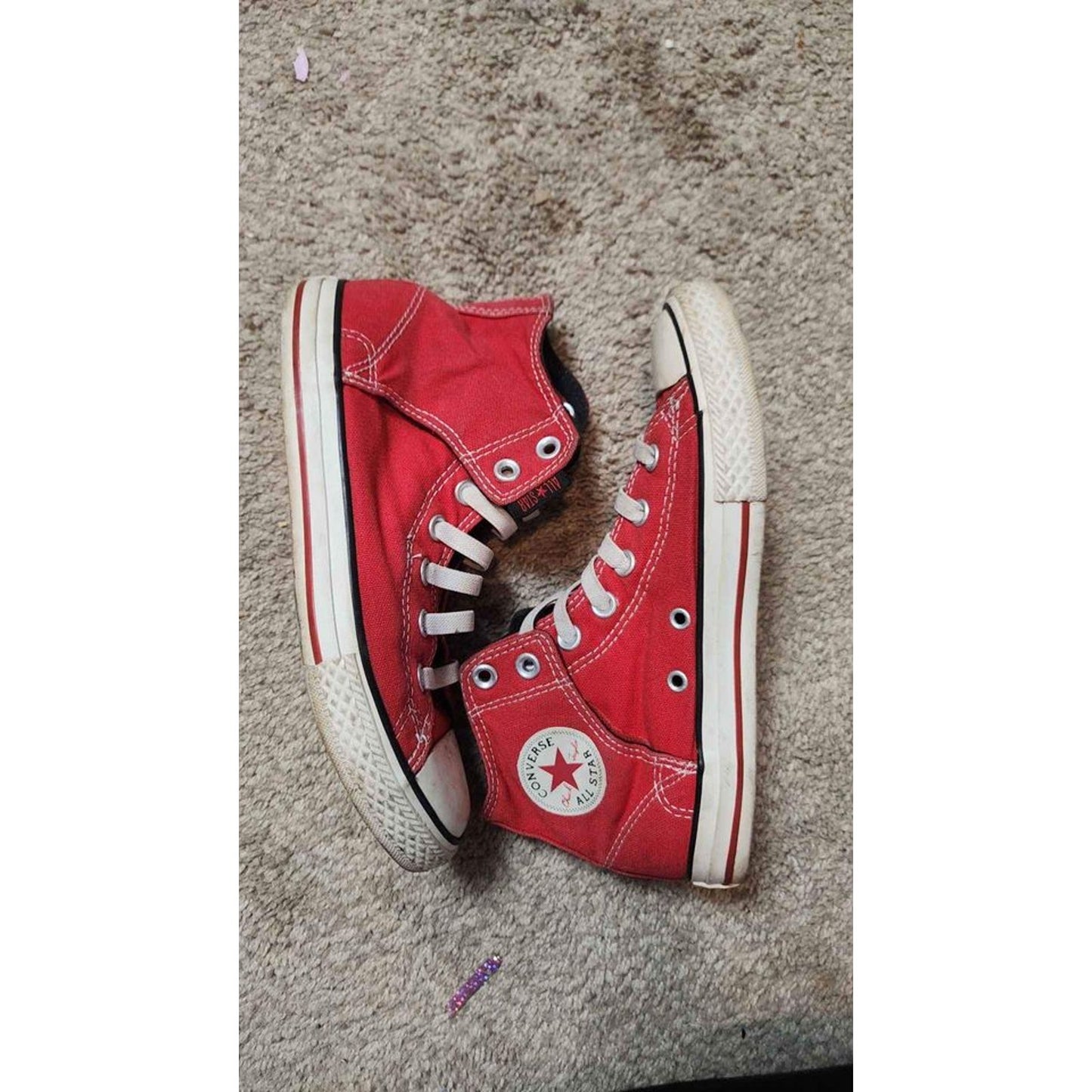 Converse All Star, red with white tip, hook and loop no lace easy slip-on design