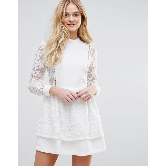 The English Factory Large Aline Dress White Lace Skirt Layered bridal coastal