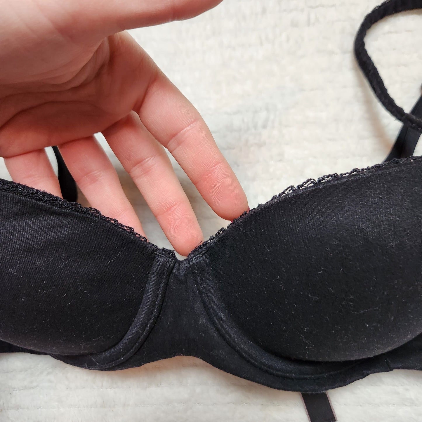 Victoria's Secret 32C Black Bra Wired Body lined Demi to Full coverage Lace