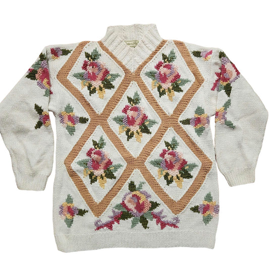 Vintage Hunter's Run L Sweater Pullover Knit Grandma Core Floral