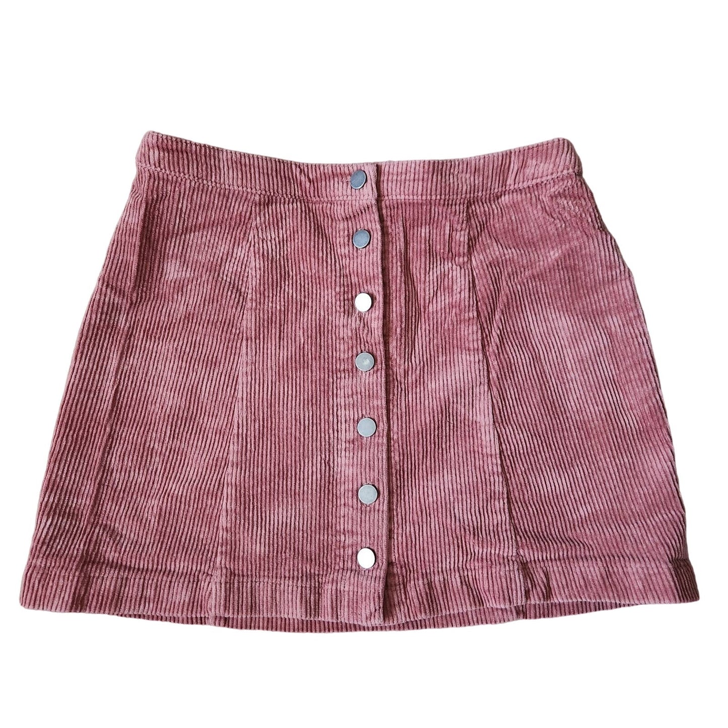 Forever 21 Womens M Skirt Mini A line corduroy mauve buttons autumn cozy