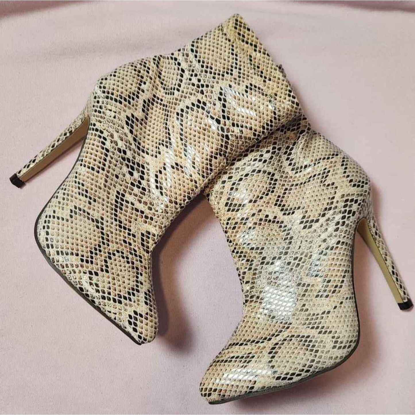 snakeskin highheel booties ankle 36 zipper texture baddie y2k animal print piont