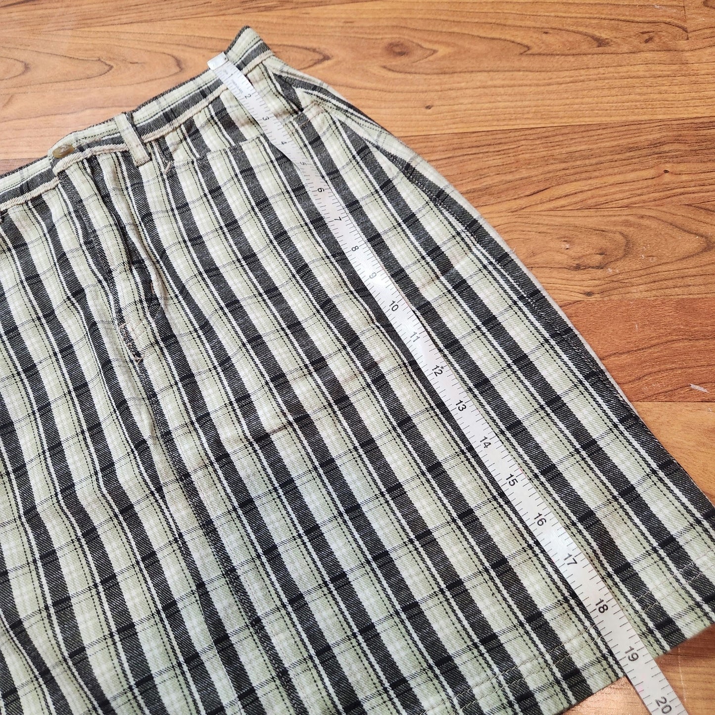 Vintage White Stag 4 women's pencil skirt plaid preppy green grey