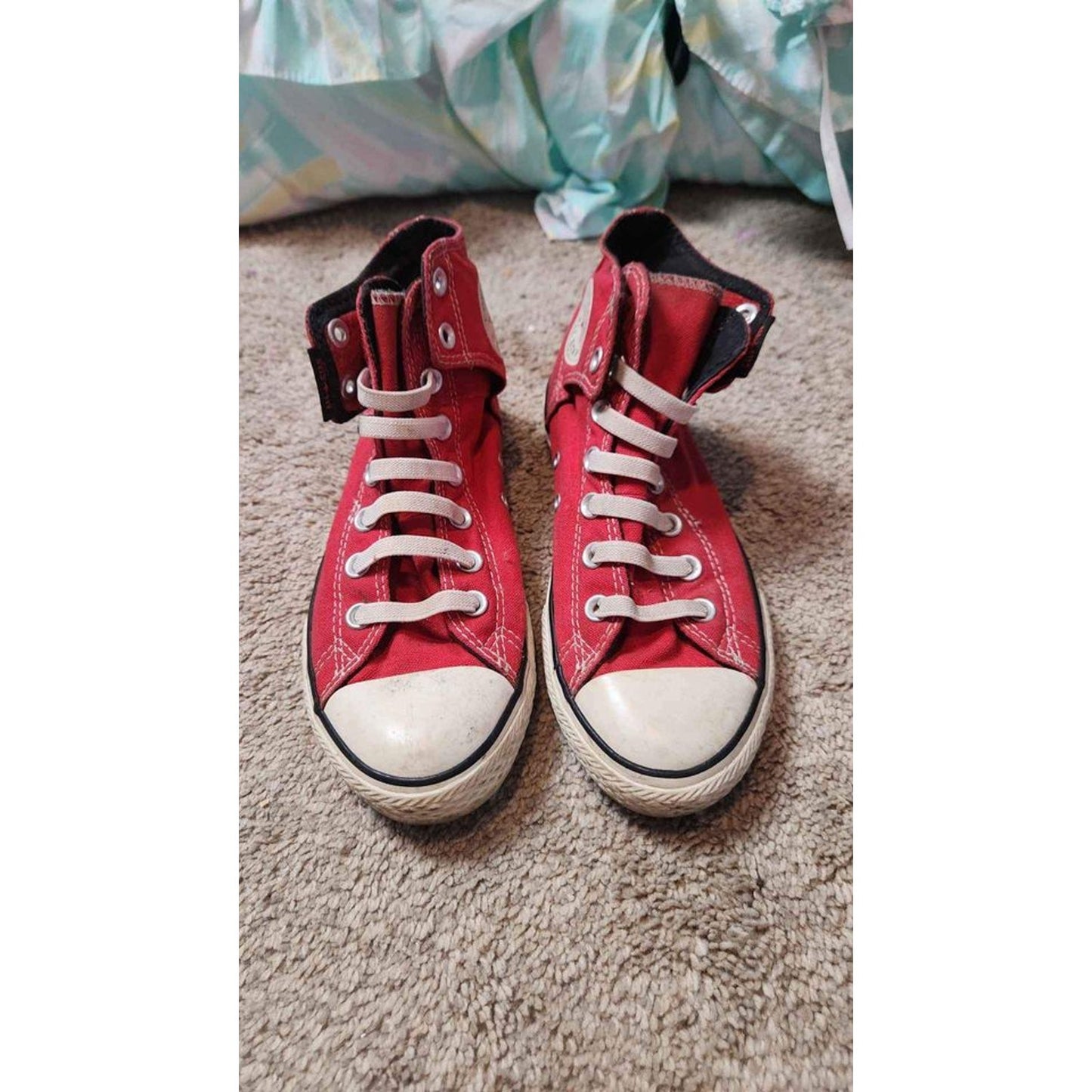 Converse All Star, red with white tip, hook and loop no lace easy slip-on design