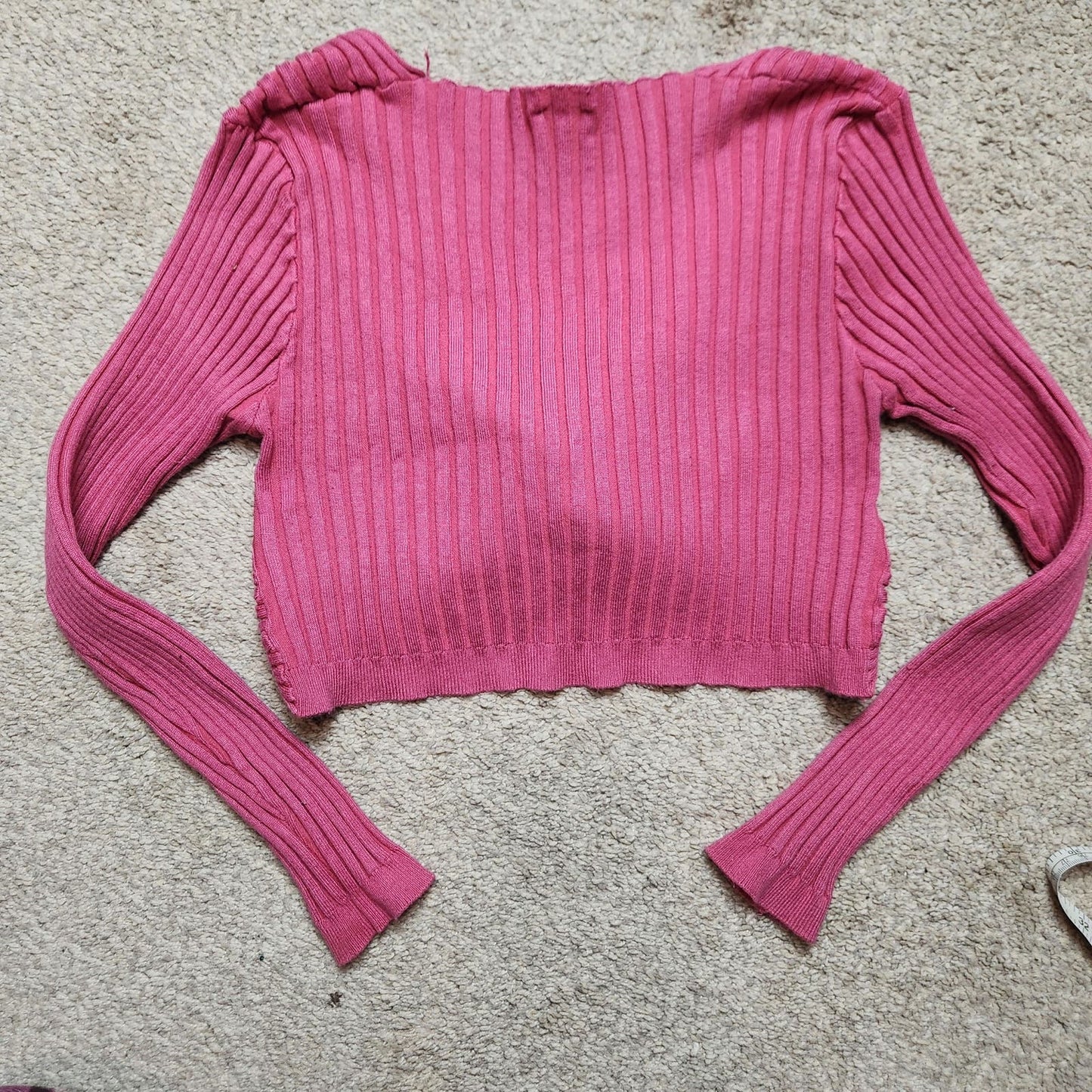 Daisy M womens top long sleeve wrap pink raspberry twist knot crop ribbed