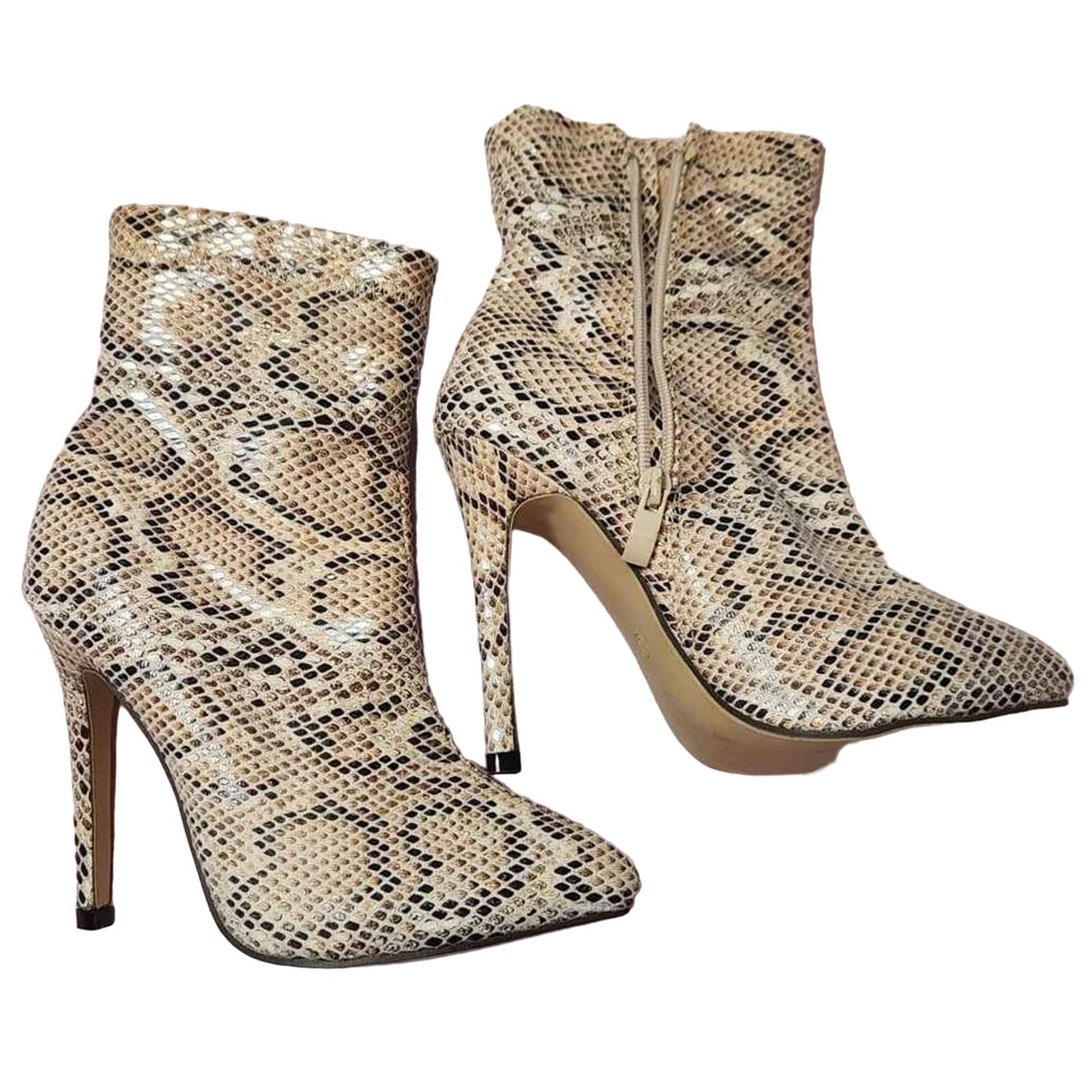 snakeskin highheel booties ankle 36 zipper texture baddie y2k animal print piont