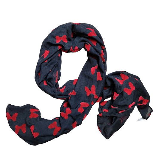 NWT Disney World scarf Minnie mouse bow black velvet red rectangle