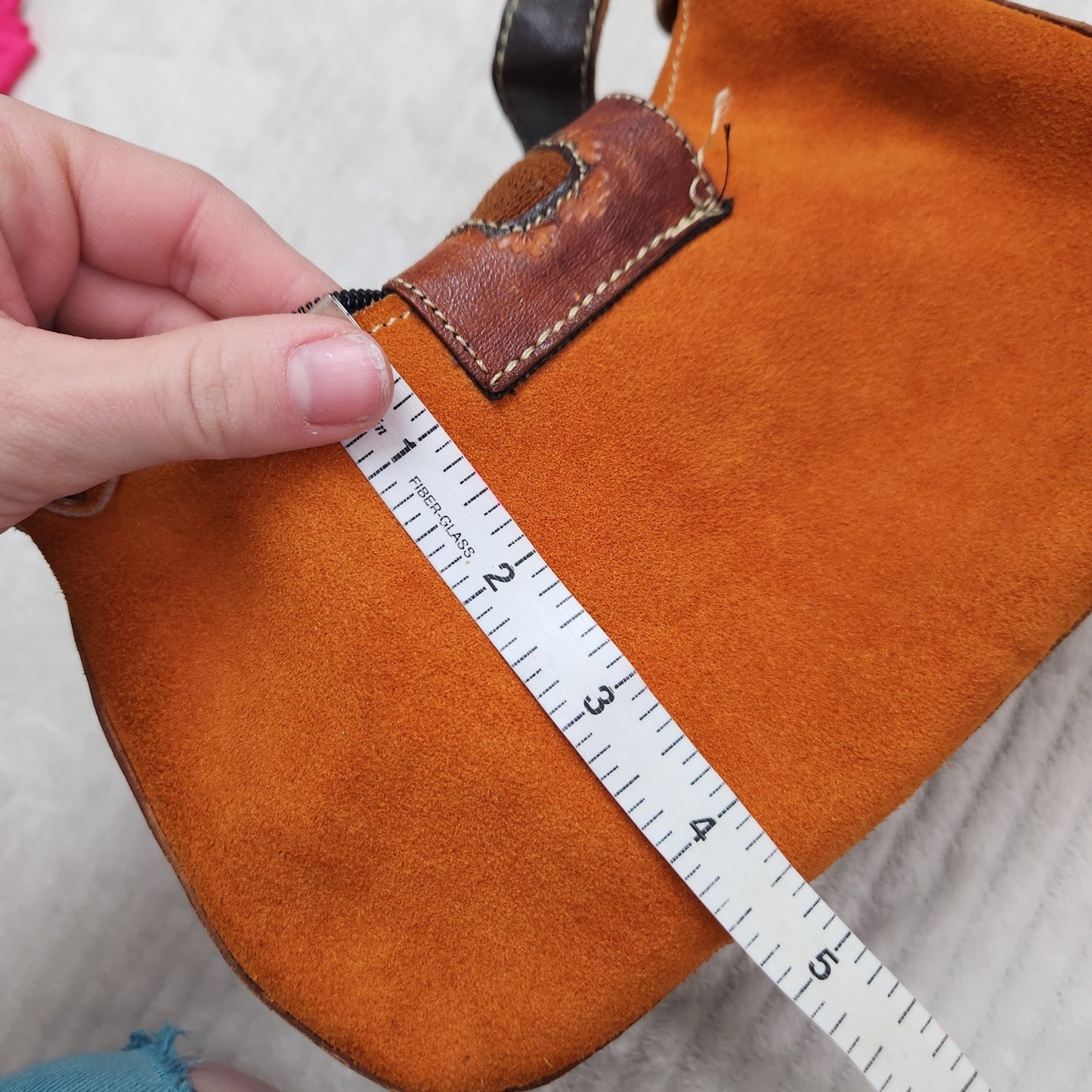 Vintage Small Purse Native American Tribal Handmade Leather orange Midwestern