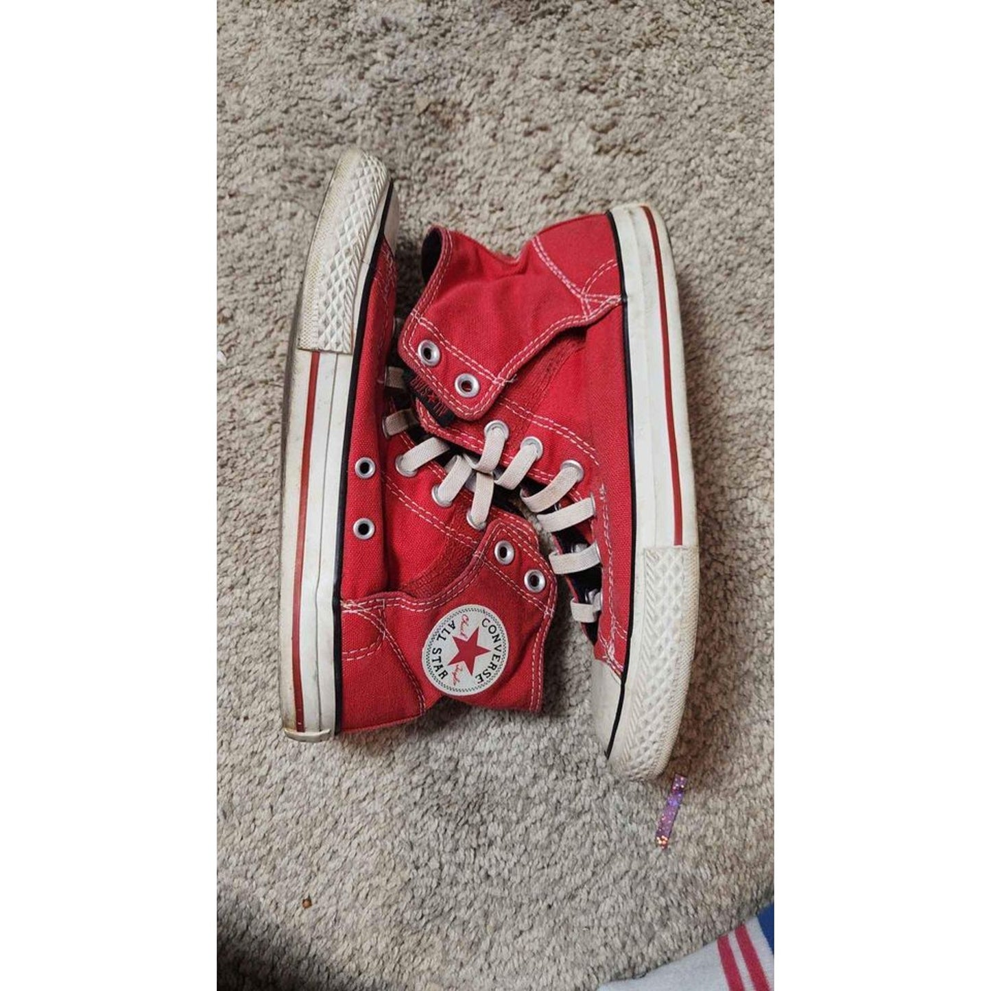 Converse All Star, red with white tip, hook and loop no lace easy slip-on design