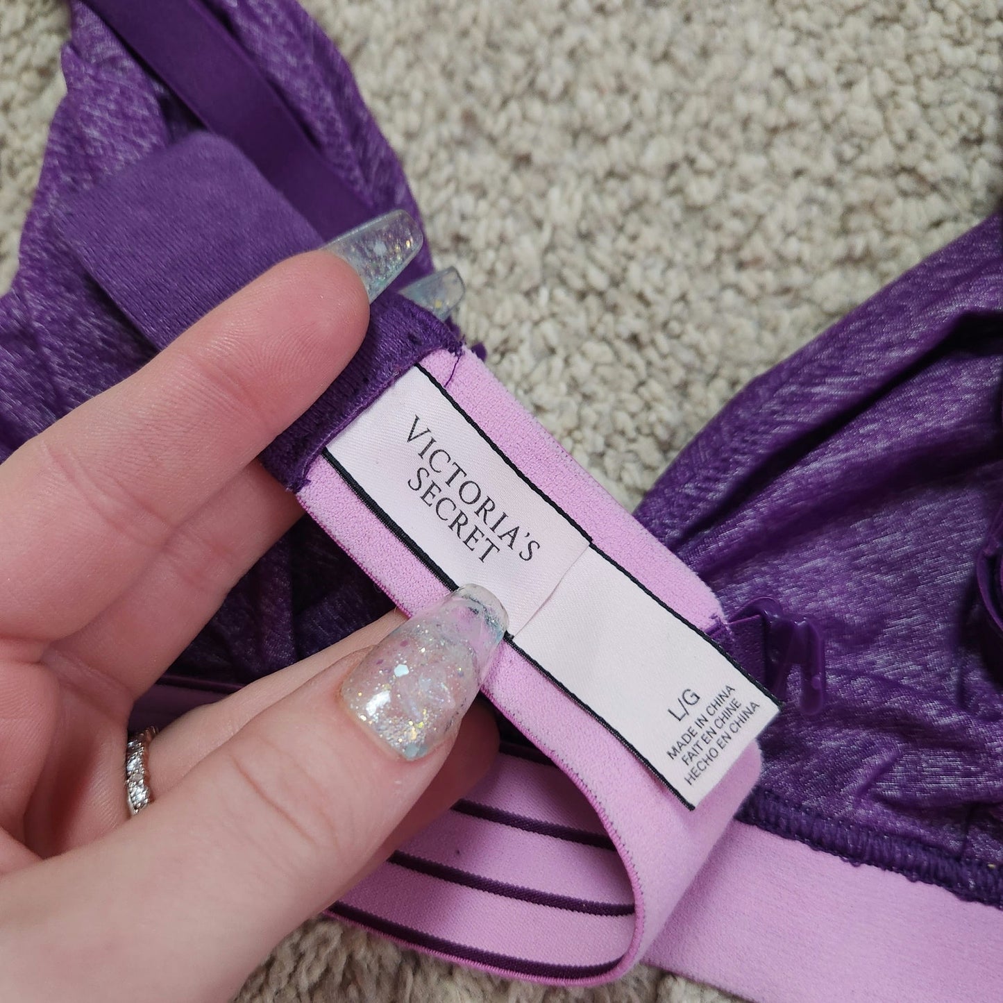 Victorias Secret L bralette Purple Lilac sporty Sports Bra unlined adjustable