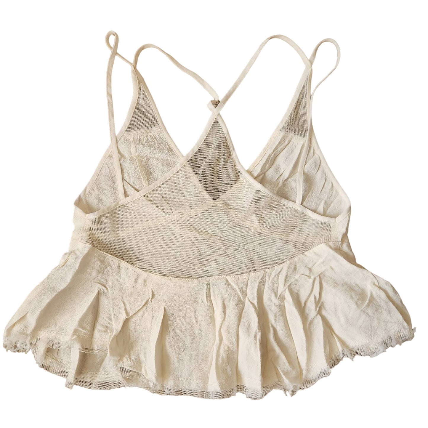 Kimchi Blue XS Tank racer Halter CREAM frilly cottage fairy mesh layer y2k 90s