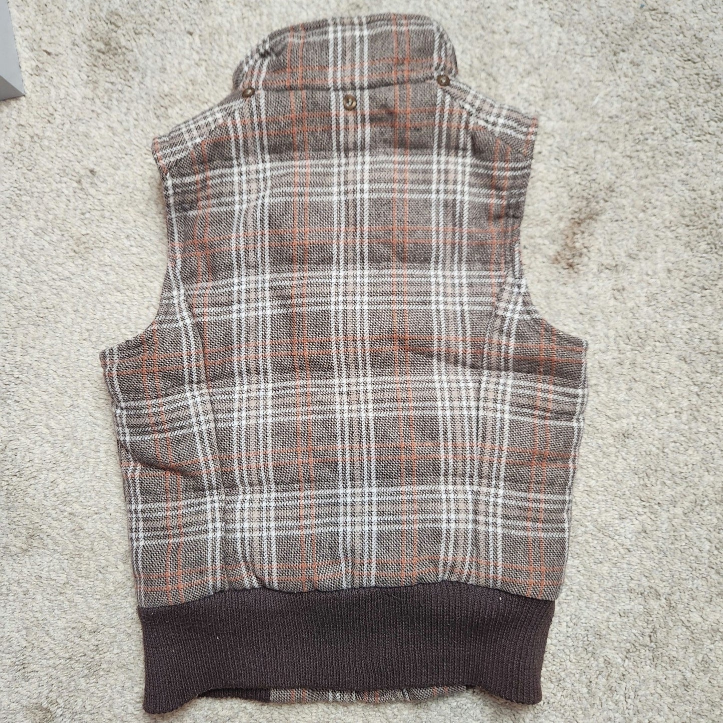 Forever 21 S sweater vest puffer halter brown plaid cropped sleeveless 90s fall