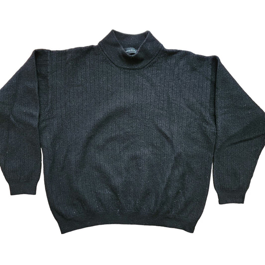 Preswick & moore woolmark Merino wool black mockneck pull over sweater ribbed