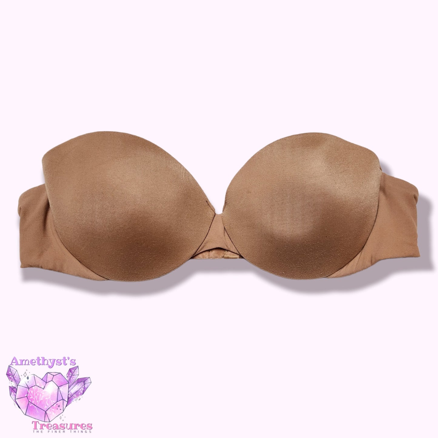 Victoria's Secret BODY IPEX 34A strapless bra demi wired lightly lined brown