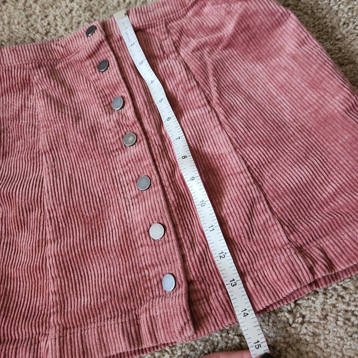 Forever 21 Womens M Skirt Mini A line corduroy mauve buttons autumn cozy