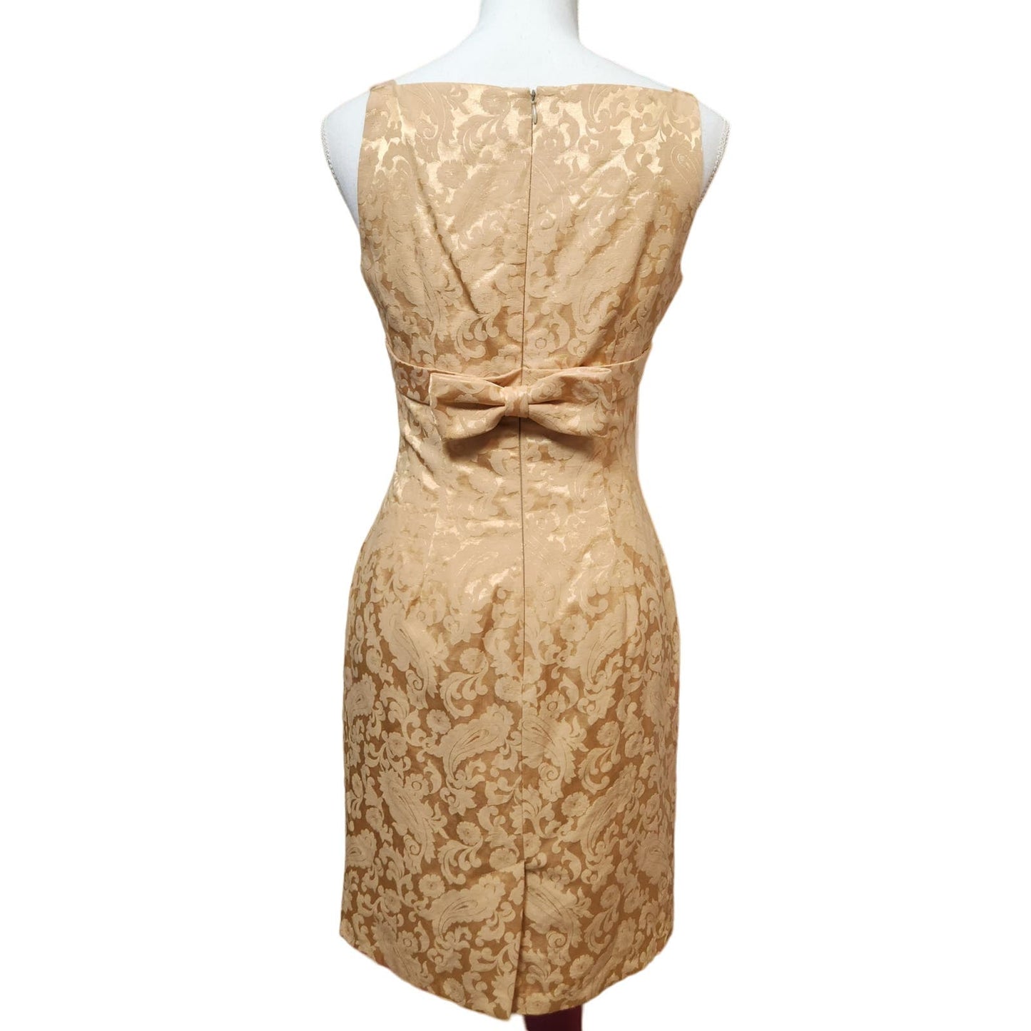 Vintage Barami Womens 4 Dress Pencil Gold Bow Paisley Floral Avante Regency glam