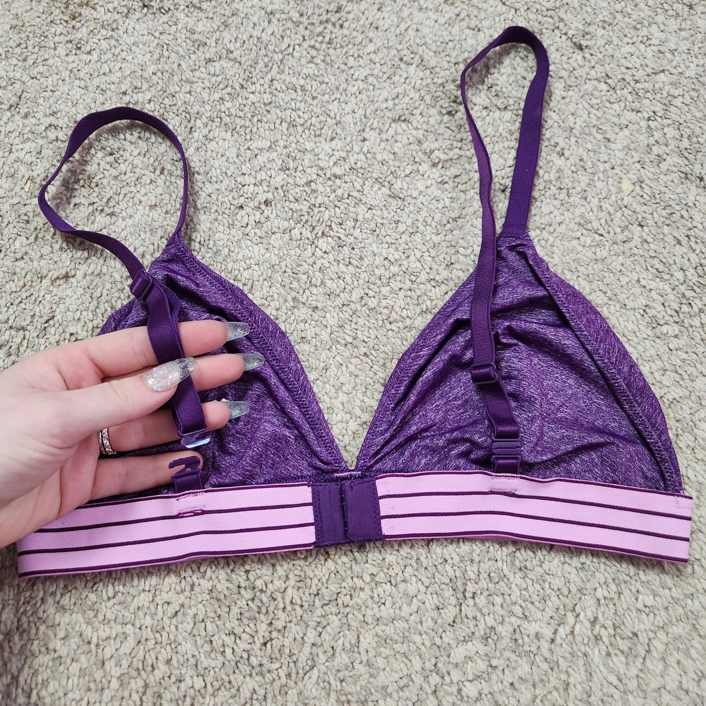 Victorias Secret L bralette Purple Lilac sporty Sports Bra unlined adjustable