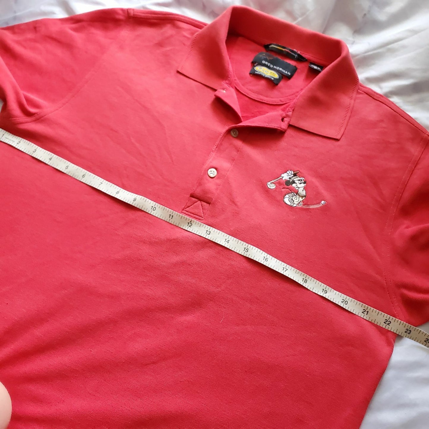 Mickey mouse golf tee Mens M collar red greg norman streetwear short sleeve