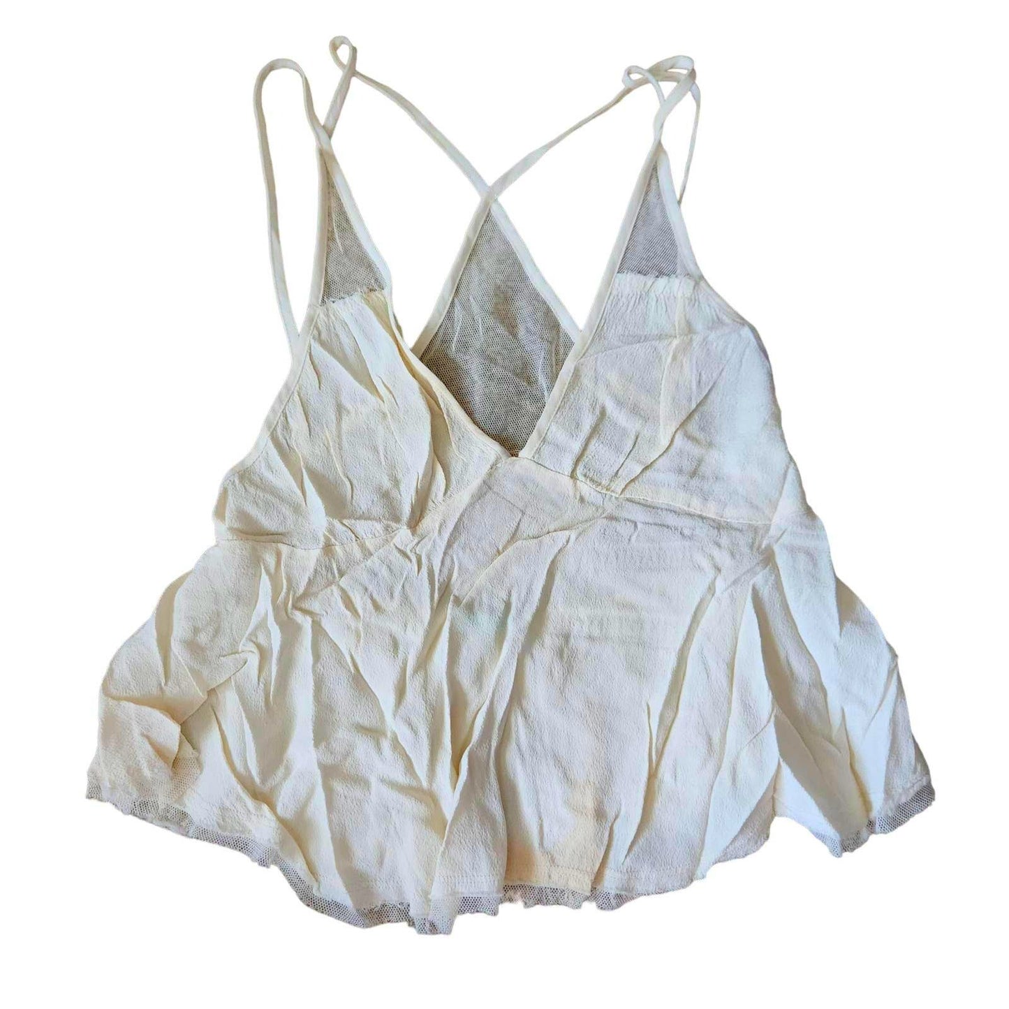 Kimchi Blue XS Tank racer Halter CREAM frilly cottage fairy mesh layer y2k 90s