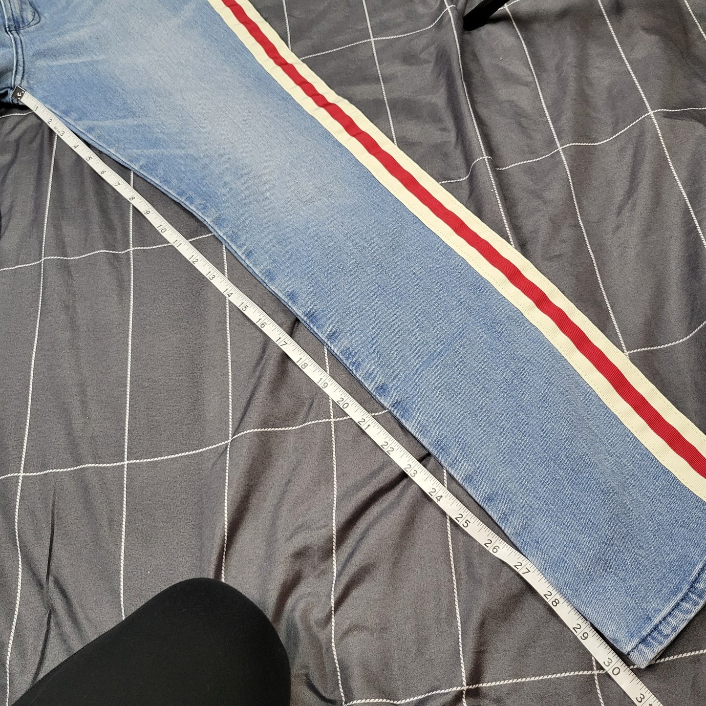 Pacsun womens Jeans 30x32 Skinny stretch red white racer side stripes sporty