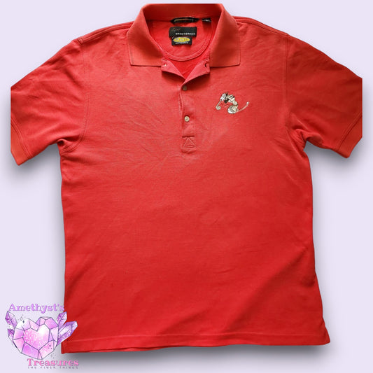 Mickey mouse golf tee Mens M collar red greg norman streetwear short sleeve