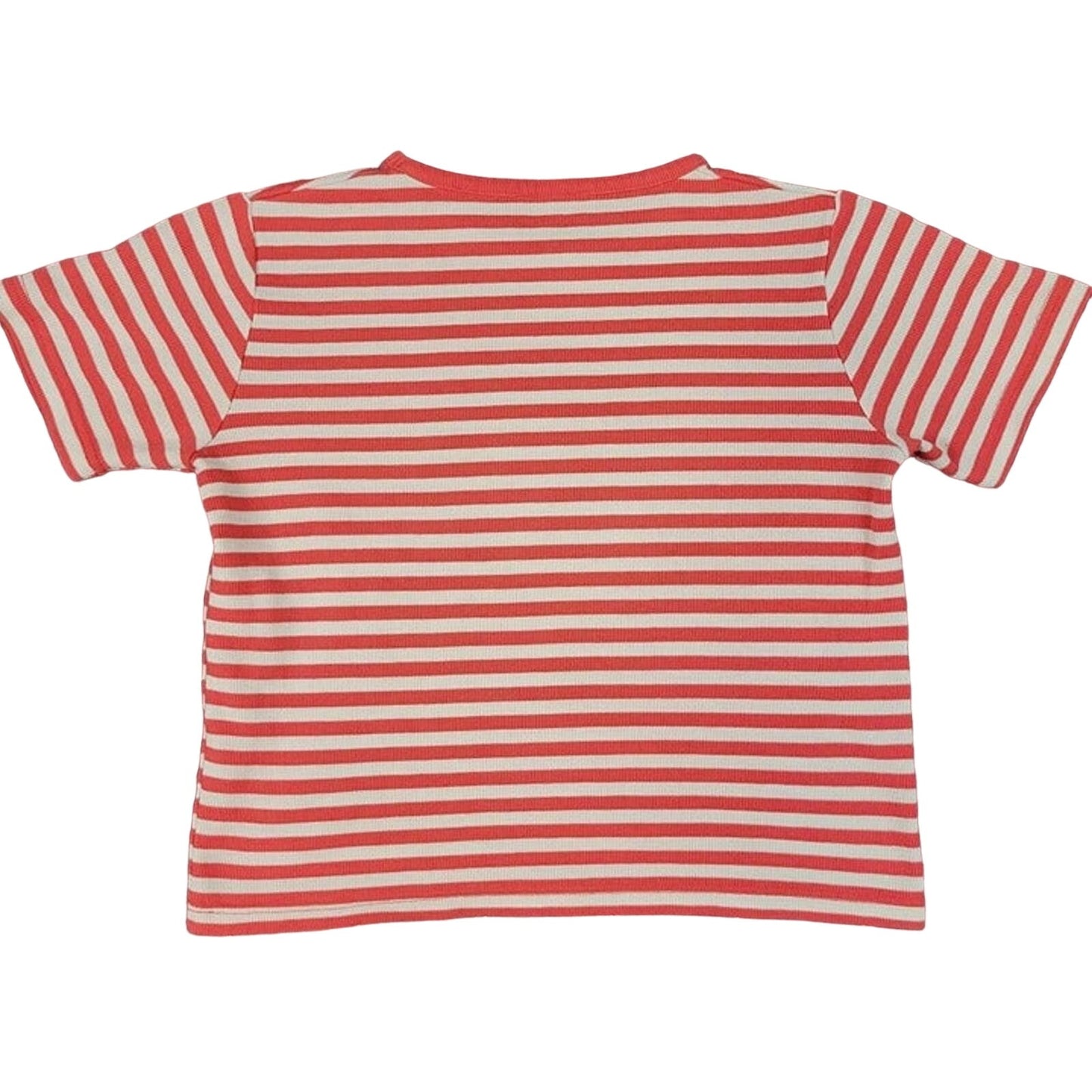 Vintage Women S T-Shirt striped patch soda red white 70s Nautical clown kid core