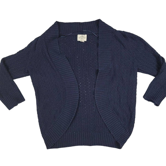 St. Johns Bay womens M Cardigan sweater navy blue knit grandma coastal core