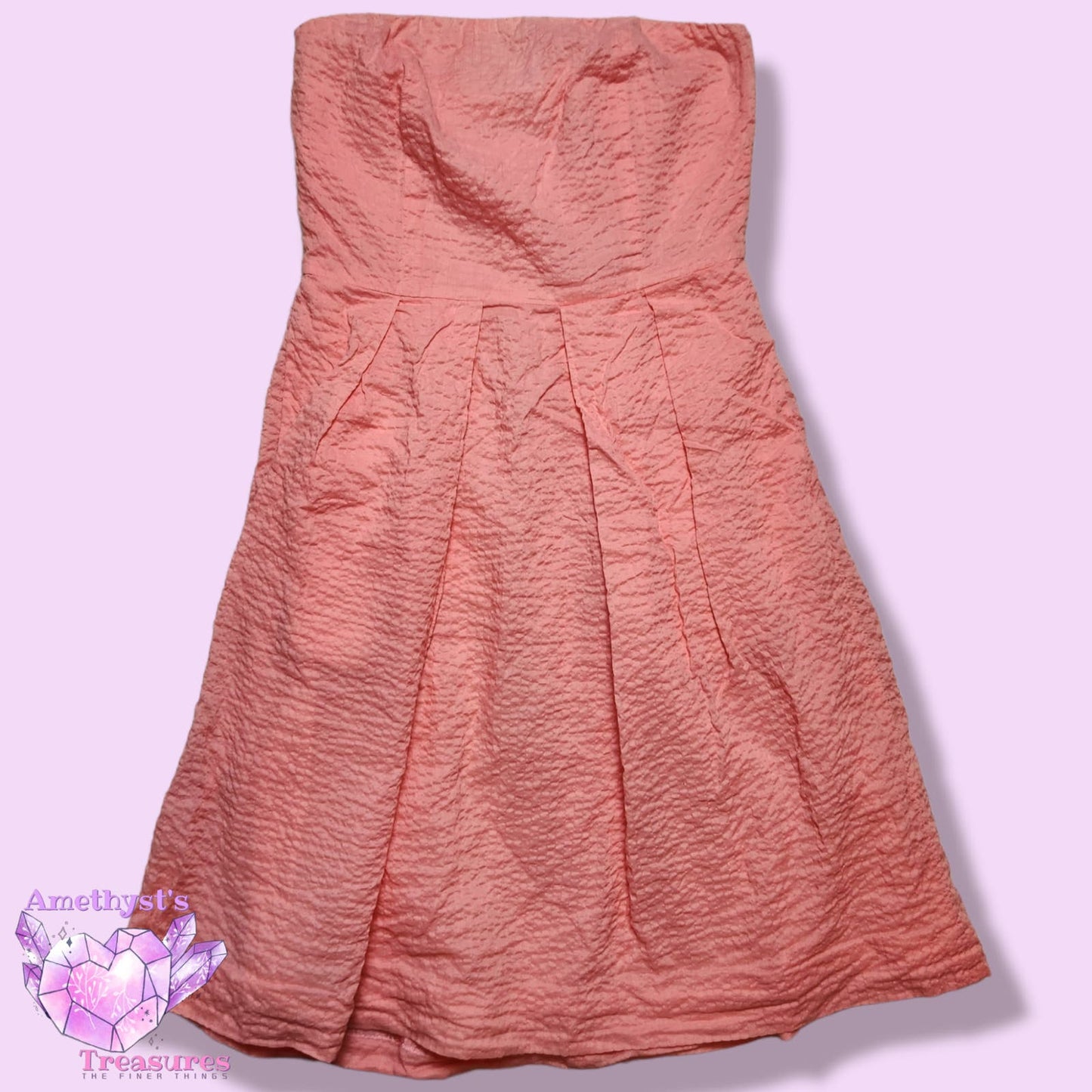 J. Crew women's Dress 0 XS Mini Strapless pink seersucker a-line pleated barbie