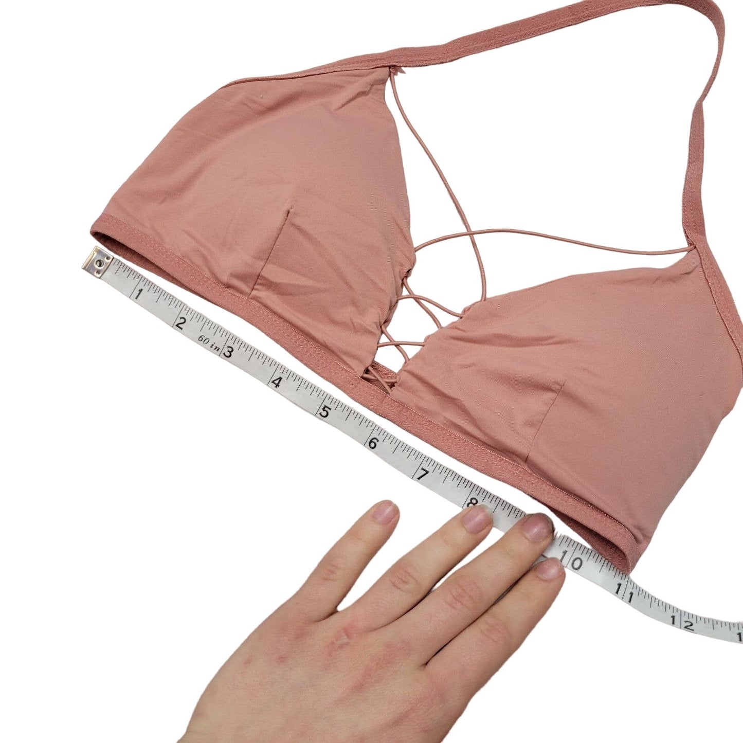 Me to We Bralette XS Blush Pink Strappy Halter Padding Criss Cross Light Support