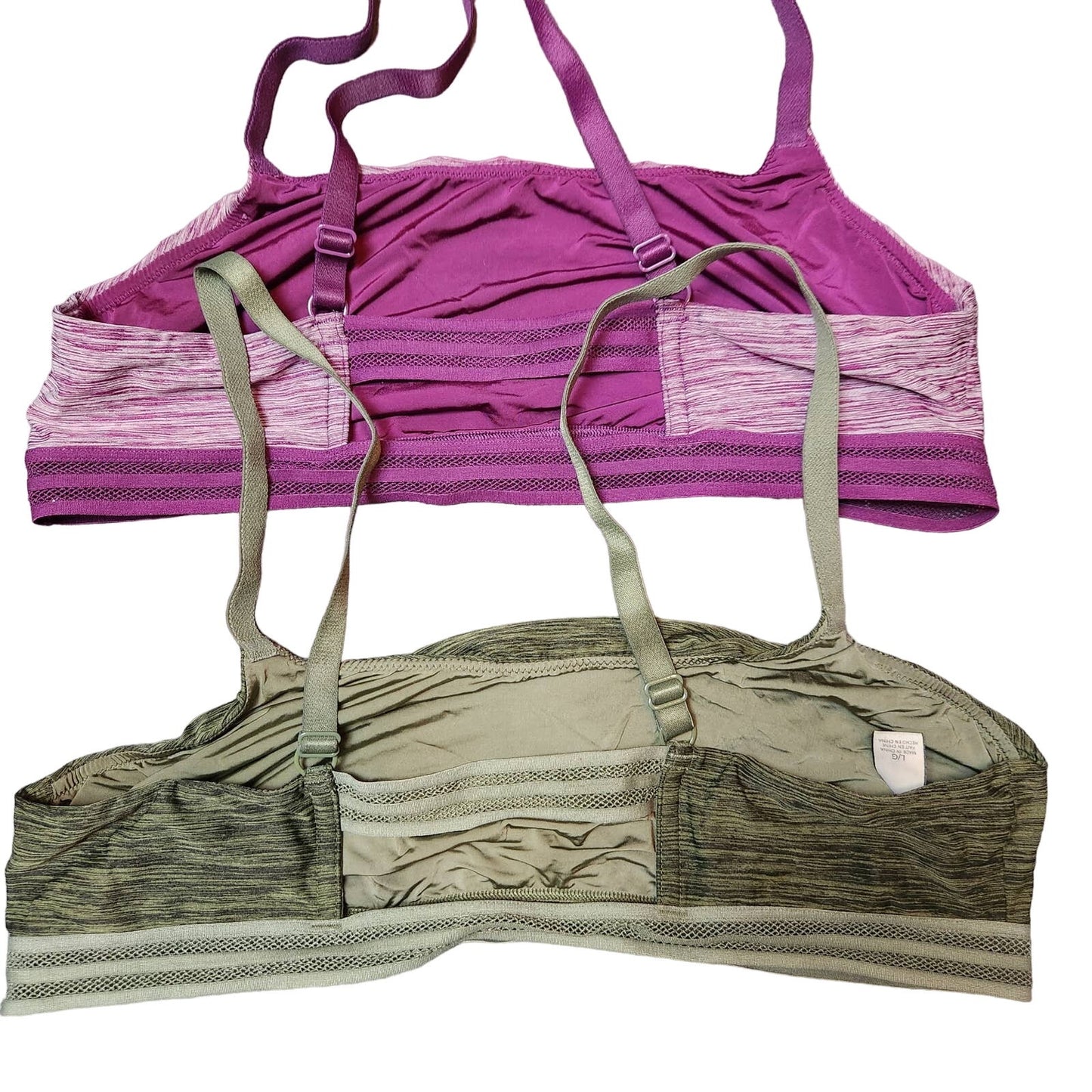 Victoria's Secret sports bra large bundle of 2 purple green seamless comfy